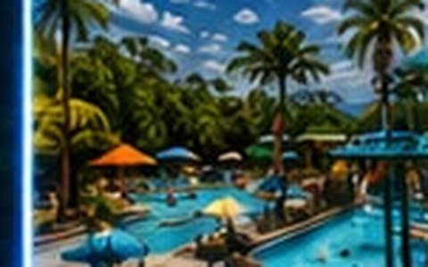 Zona acuática con piscinas y toboganes en Hacienda Nápoles